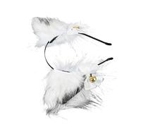 VICASKY Fox Ears Headband White Plush Cosplay Hair Band for Party Dress-up Photography Headband Sequin Details