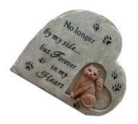 VICASKY Garden Cat Memorial Stone Heart Shaped Resin Pet Tribute Statue for Outdoor Use Durable Cat Tombstone Figurine Elegant Pet Grave Marker Comforting Remembrance for Cat Lovers