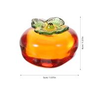 VICASKY Glass Persimmon Model Decorative Fruit Ornament with Leaf, Small Chic Artificial Persimmon for Home and Kitchen Décor, Vivid Yellow Crystal Fruit Display