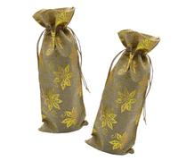 VICASKY Gold Foil Drawstring Wine Bags 2pcs 15x37cm Reusable Burlap-style Bottle Cover Bags for Sparkling Red Wine Packaging