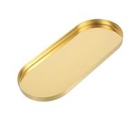 VICASKY Gold Stainless Steel Jewelry Storage Tray Oval Edge Multipurpose Organizer for Home Vanity Bathroom Dresser Countertop Decorative Display Plate Small