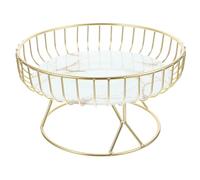 VICASKY Golden Wire Iron Basket for Fruit and Pastry Serving with Sturdy Structure and Large Capacity, Portable round Table Basket for Living Room or Kitchen Use