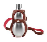 VICASKY Gourd Water Bottle 500ml Stainless Steel Flask with PU Strap for Outdoor Travel, Hiking Picnic, Wine Container Kettle Sports Whisky Camping