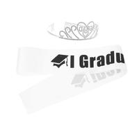 VICASKY Graduation Bachelor's Hat Metal Crown Graduation Sash Headband Unique Party Favor