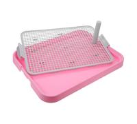 VICASKY Grid Style Plastic Pet Toilet Tray with Pink Base, 48x36cm Puppy Sit Pad for Dog Training, Home Use Dog Toilet for Puppy and Small Pets