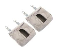 VICASKY Guinea Pig Hanging Feeding Bag with Hook, Small Brown Cloth Hay Feeder Pouch, 2 Pieces for Rabbit and Small Pet Cage Use