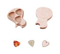 VICASKY Guitar Pick Box Easy to Carry with Guitar Shape Design Maple Wood Storage Plectrum Case Khaki Colour Music Lovers