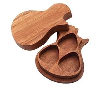 VICASKY Guitar Pick Holder 3 Compartment Organizer Acoustic Guitar Pick Box Plectrum Wood Case