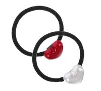 VICASKY Hair Gentle Elastic High Elasticity Heart 2pcs and Bands Ties on Secure Hold Black Plastic Rubber Accessories for Daily Life Styling for Girls and Women