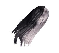VICASKY Half Black Half Grey Long Straight Synthetic Wig, Heat Resistant Fiber, Gradient Color, Women’s Cosplay and Daily Use Hair Accessory