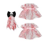 VICASKY Halloween Bloody Bride Hair Clip Set with Skull Design, Lightweight Polyester Material, Easy to Carry, Vintage Elegant Style for Party Enthusiasts and Halloween Cosplay