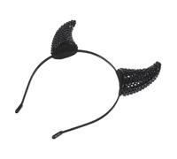 VICASKY Halloween Devil Horn Headband Glitter Cow Horn Design for Cosplay Party Black Devil Costume Hairband