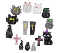 VICASKY Halloween Resin Miniatures Ghost Crow Tombstone Figurines for DIY Spooky Graveyard Decor Creative Halloween Village Accessories with Sturdy Detailed Craftsmanship