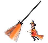 VICASKY Halloween Witch Broom,Halloween Broom Witch stick es Props Wizard Costume Realistic stick Cosplay Animated Mesh for Costume Decoration