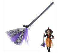 VICASKY Halloween Witch Broom, Plastic Witches Broomstick Wicked Witch Costume Cosplay Masquerade Show Dress up Decoration for Kids Halloween Party Costume Accessories