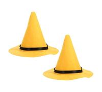 VICASKY Halloween Witch Hat 2Pcs Set, Thick Yellow Felt Pointed Wizard Hat for Adults Unisex, Medieval Cosplay Sorcerer Cap for Halloween Party and