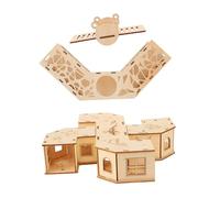 VICASKY Hamster Tunnel Toy with Seesaw Bunker Maze for Small Pets, Wooden Labyrinth Plaything for Hamster Exercising and Climbing, 2pcs Set for Pet Habitat and Activity Enrichment
