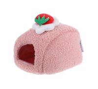 VICASKY Hamster Warm Bed Roll-shaped Cotton Nest for Small Pets Dual-function Hideout and Playhouse Detachable and Easy to Clean Suitable for Hamsters Rats and Chinchillas Pink Strawberry
