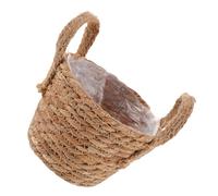VICASKY Hand Woven Rattan Flower Basket with Handle Rustic Planter | Indoor Outdoor Use, for Grasses and Flowers, Farmhouse Style with Liner