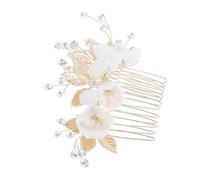 VICASKY Handcrafted Bridal Hair Comb with Faux Pearls and Ceramic Motif Wedding Hair Accessories for Women Secure Fit Headpiece for Rustic and Classic Celebrations