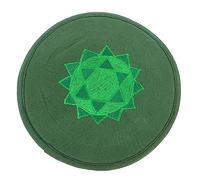VICASKY Handcrafted Green 20cm Buddhist Sound Bowl Mat Cushion Pad with Dual-layer Fabric for Meditation and Prayer Rituals