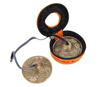 VICASKY Handmade Brass Meditation Bell with Copper Cymbals Chime, Eight-lucky Symbols Engraved Percussion Instrument with Carrying Bag, Suitable for Yoga and Mindfulness Practice