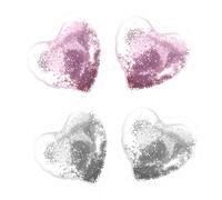 VICASKY Heart Shape Reusable Gel Eye Patches 4pcs Pink and Silver Cooling Eye Pads Cold Compress for