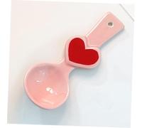 VICASKY Heart Shaped Ceramic Spoon Pink Dessert Spoon for Yogurt Ice Cream Salad and Cereal Reusable Cute Korean Style Tableware with Comfortable Hand Feeling