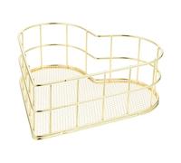 VICASKY Heart Shaped Storage Basket for Office Countertop Organisation | Plastic and Iron Build, Ventilated Multipurpose Holder, Stationery and Toiletries, Golden Finish
