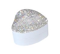 VICASKY Heart Shaped Velvet Ring Box Wedding Jewelry Case with Rhinestones Automatic Lighting for Engagement Proposal Elegant Display