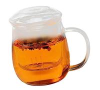 VICASKY High Borosilicate Glass Tea Cup with Strainer Transparent Multi Purpose Tea Mug for Office and Home Brewing Heat Resistant