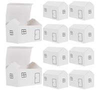 VICASKY House Shaped Candy Packaging Boxes, 11.4×6.5×6cm White Foldable Treat Boxes for Party Favors, Wedding, and Birthday Presents - 10pcs