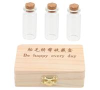 VICASKY Infant Memory Keepsake Box with 3 Wooden Bottles for Fetal Hair and Baby Teeth Storage Suitable for Nursery Display