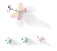 VICASKY Interactive Cat Teaser Replacement Heads 4pcs Kitten Feather with Bell Artificial Plume and Butterfly Style Stimulates Hunting Instincts Universal Compatibility for Indoor Cats
