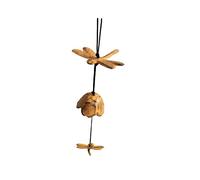 VICASKY Iron Made Dragonfly Shaped Hanging Wind Bell Outdoor Wind Chimes Yellow Metal Casting Home Garden Hanging Pendant Decorative Ornament