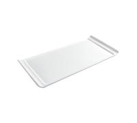 VICASKY Japanese Ceramic Rectangular Serving Plate with Handles, White | Food Grade Ceramic, Smooth Edges and Non Slip Base, for Bread Cheese Buffet Hospitality Use