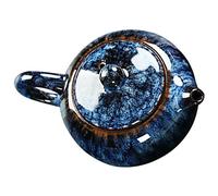 VICASKY Japanese Ceramic Tea Kettle Large Blue Teapot with Cool Handle Home Gongfu Tea Maker for Adults for Office and Leisure Brewing