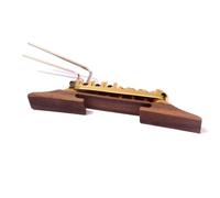 VICASKY Jazz Guitar Bridge Tailpiece Rosewood Base and Gold Roller Saddles B-22, Adjustable Guitar Part for String Instruments, Natural Wood Color Suitable for Replacement