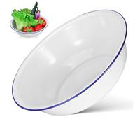 VICASKY Kitchen Mixing Bowl, Vintage Enamel Baking Dish, Thickened and Sturdy, White Basin, Large Capacity for Vegetable Washing and Household Use
