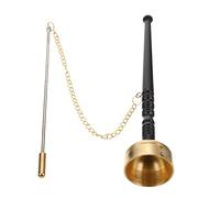 VICASKY Large Copper Yin Qing Buddhist Percussion Instrument Wooden Long Handle for Temple Rituals and Meditation, Decorative Copper Yin Qing for Buddhist Ceremonies