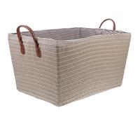 VICASKY Large Foldable Wicker Storage Basket 45x35x25cm with Cotton Rope Handles Baby Clothes Organizer Blanket Holder for Laundry and Toy Storage in Beige