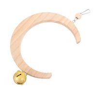 VICASKY Large Moon-shaped Wooden Bird Swing with Bell Pendant, Bite-resisting Parrot and Perch Stand for Cockatiels, Conures, and Parakeets, Indoor Cage Hanging Swing for Daily Parrot