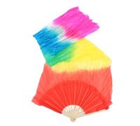 VICASKY Lengthened Folding Silk Belly Dance Fan Veil Portable Dance Prop for Ethnic and Modern Performances Flexible Bone for Stage and School Activities