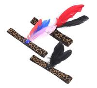 VICASKY Leopard Plume Headbands 3pcs Set Hair Accessories for Women and Girls Festival Party Headwear Black Blue Red Purple Colors