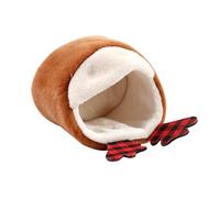 VICASKY Light Brown Plush Pet Nest Warm Sleeping Bed for Hamsters and Small Animals Cozy Suitable for Hedgehogs Guinea Pigs Rats Ferrets and Squirrels Comfortable Indoor Shelter
