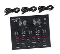 VICASKY Live Streaming Sound Mixer Board with Microphone Volume and Reverberation Adjustment, Metal Household Sound Card for Music Recording and Phone Performance, Compact Black Design