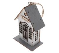 VICASKY Luminous Mini Wooden House Christmas Decor Delicate Small Wood House Pendant with Warm Light Xmas Tree Ornament for Home Desktop Decoration Festive Holiday Accent for Living and