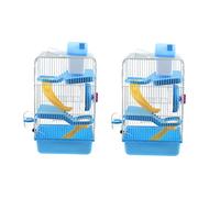 VICASKY Luxury Three Layer Hamster Cage Blue Multi Storey Small House with Slide Platform Durable Plastic Pet Habitat for Hamsters and Small Animals
