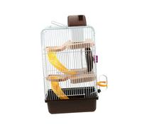 VICASKY Luxury Three Layer Hamster Villa Cage Portable Pet House for Small Animals Chinchilla Hamster with Running Wheel Leakproof Water Jug Coffee