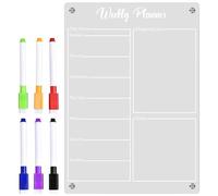 VICASKY Magnetic Acrylic Dry Erase Calendar Whiteboard Practical Magnetic Meal Planner Weekly Planner Board with Erasable Surface for Fridge for Kitchen and Refrigerator Use